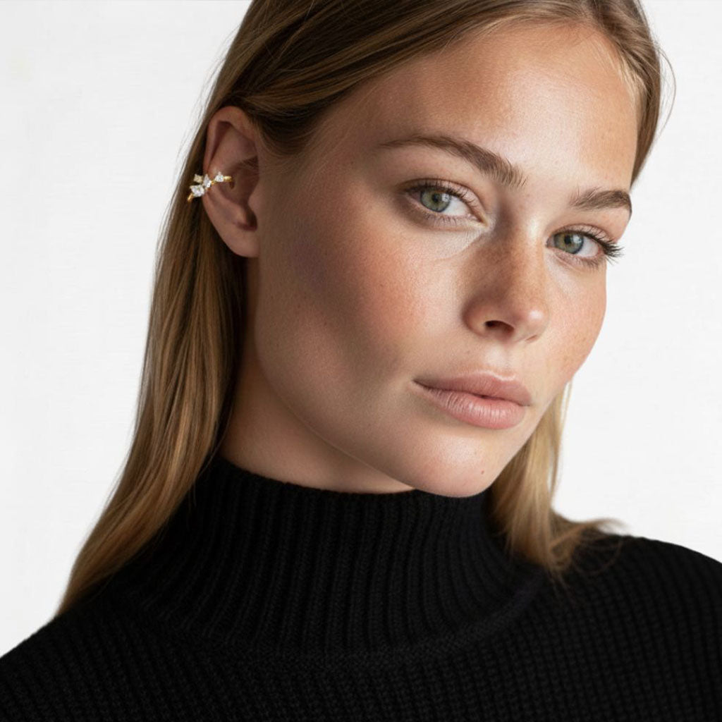 Earcuff plaqué or 18K zirconium 1 cm Romy Bellaime 3