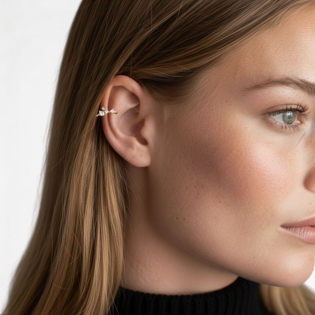 Earcuff plaqué or 18K zirconium 1 cm Romy Bellaime 2