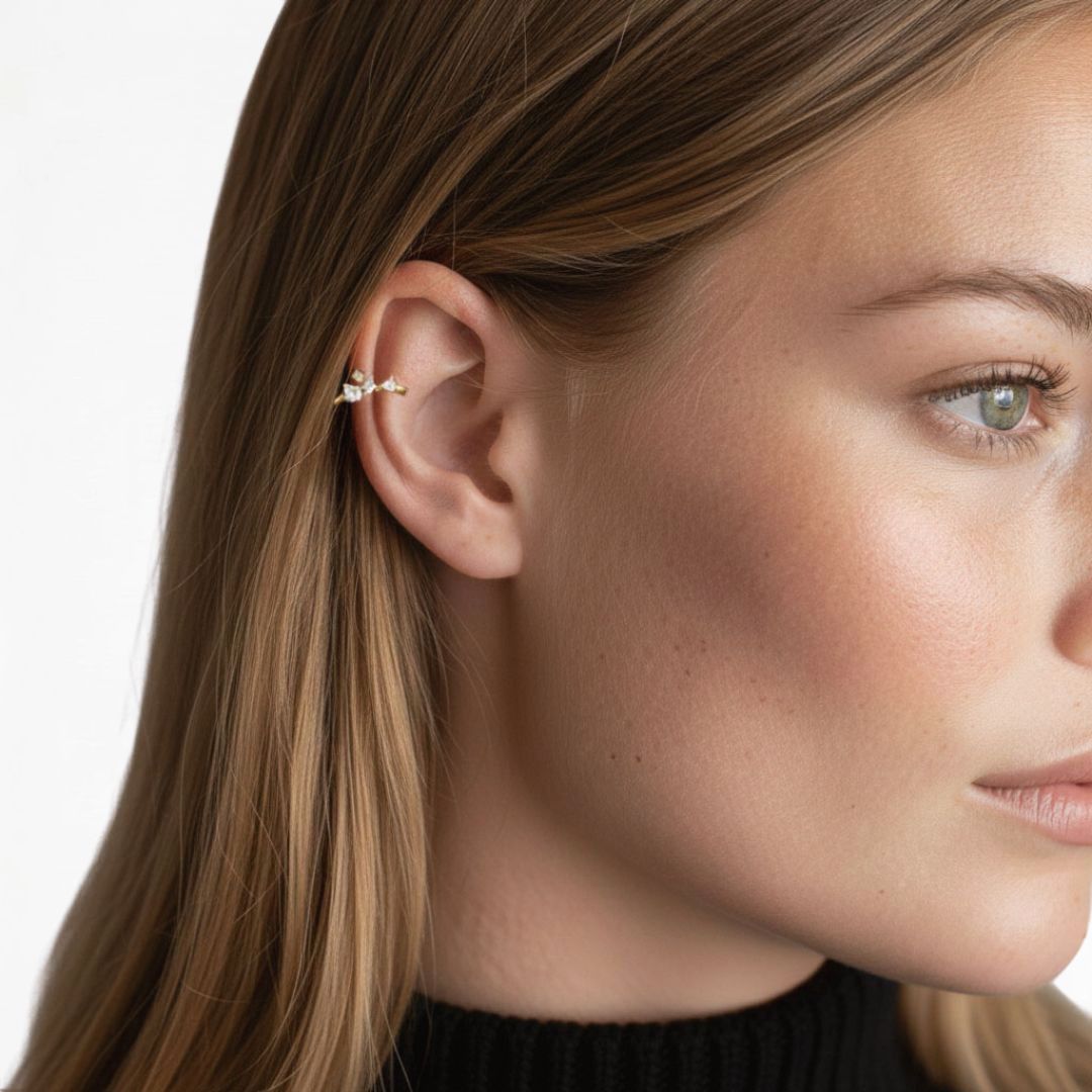 Earcuff plaqué or 18K zirconium 1 cm Romy Bellaime 2