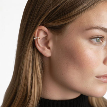 Earcuff plaqué or 18K zirconium 1 cm Romy Bellaime 2