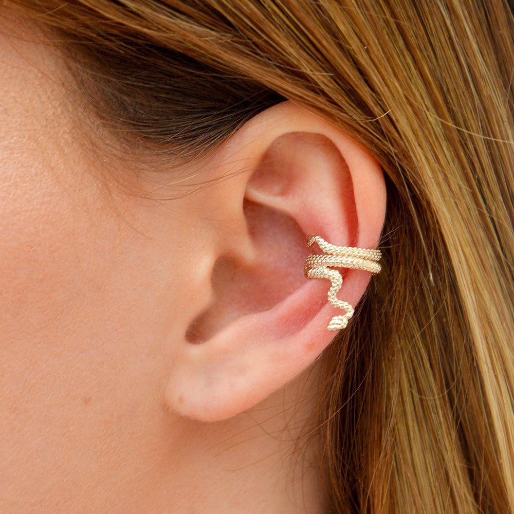 Ear cuff serpent plaqué or 18K Bellaime 3
