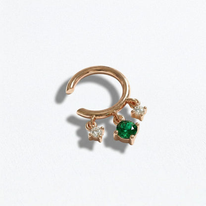 Earcuff verte plaqué or Devina 5