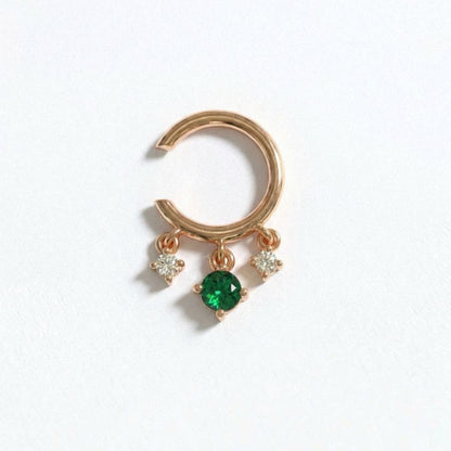 Earcuff verte plaqué or Devina