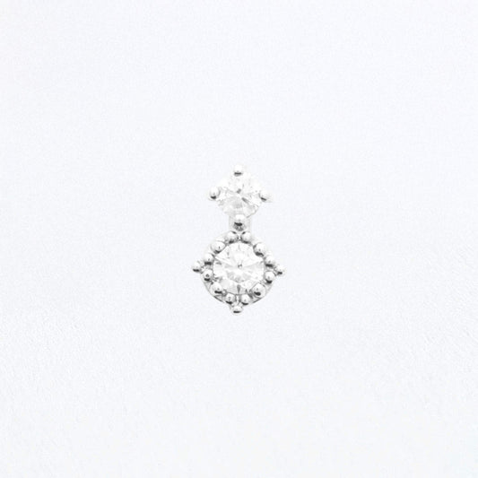 Piercing Oreille Duostone - Argent 925 Rhodié