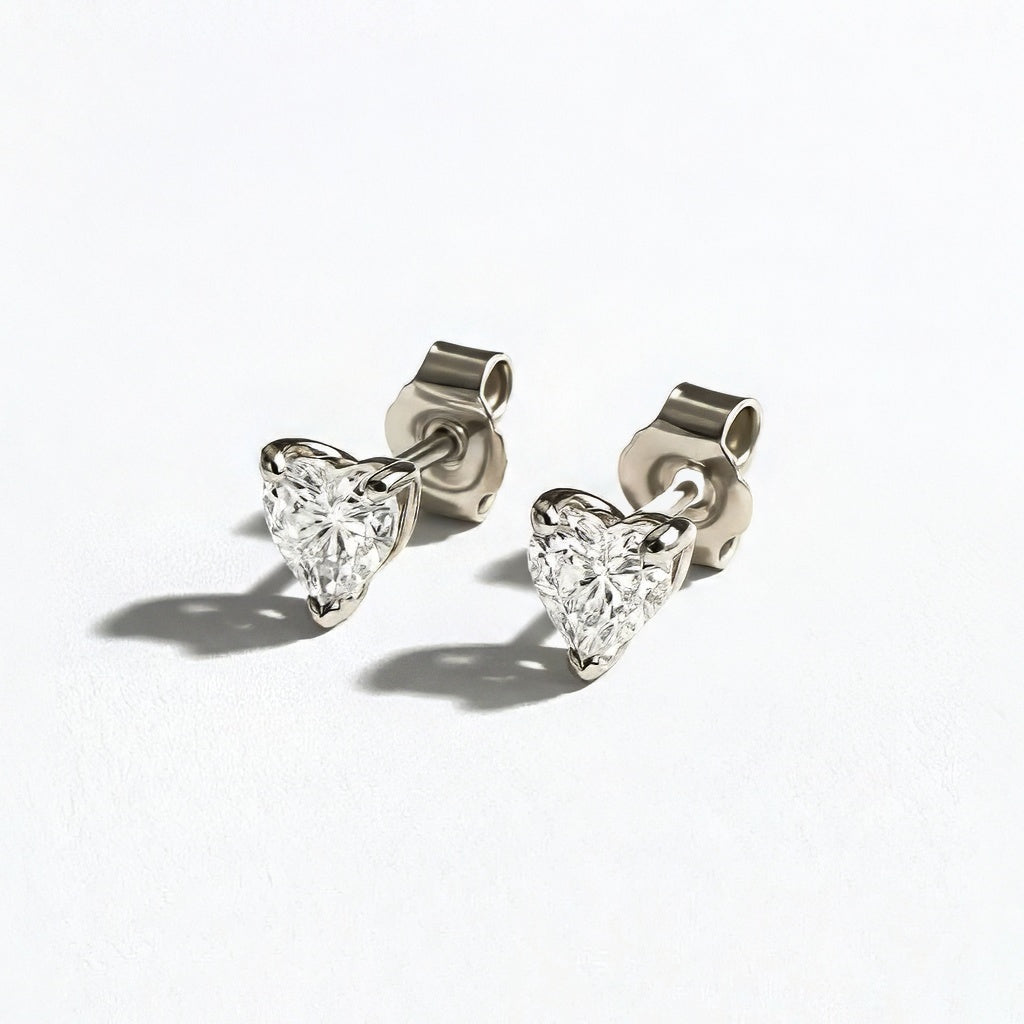 Puce d'oreille coeur argent 925 zirconium Heart of Glass Bellaime