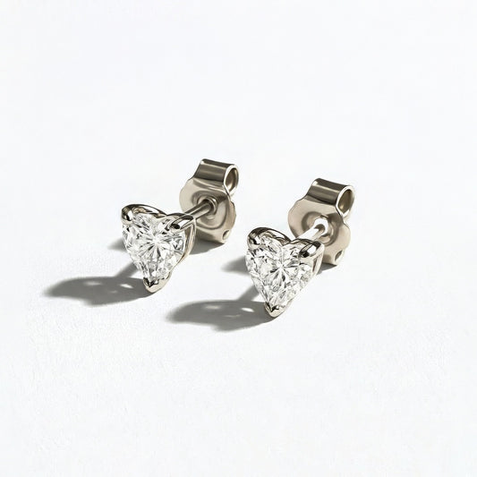 Puce d'oreille coeur argent 925 zirconium Heart of Glass Bellaime