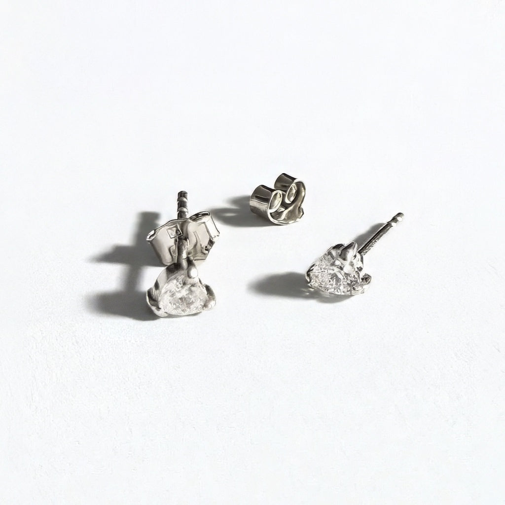 Puce d'oreille coeur argent 925 zirconium Heart of Glass Bellaime 4
