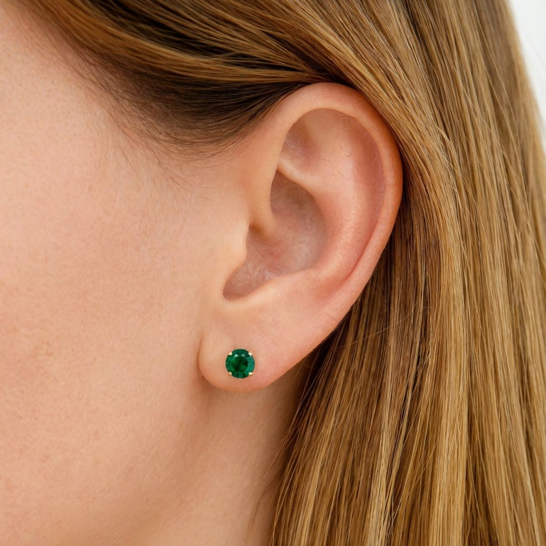 Boucle d'oreille verte puce argent 925 cristal Love It Bellaime 2