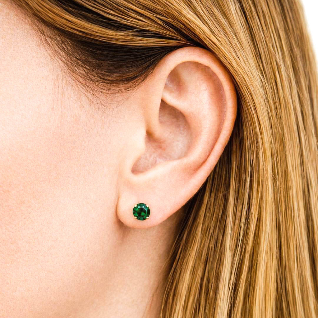 Boucle d'oreille verte puce argent 925 cristal Love It Bellaime 2