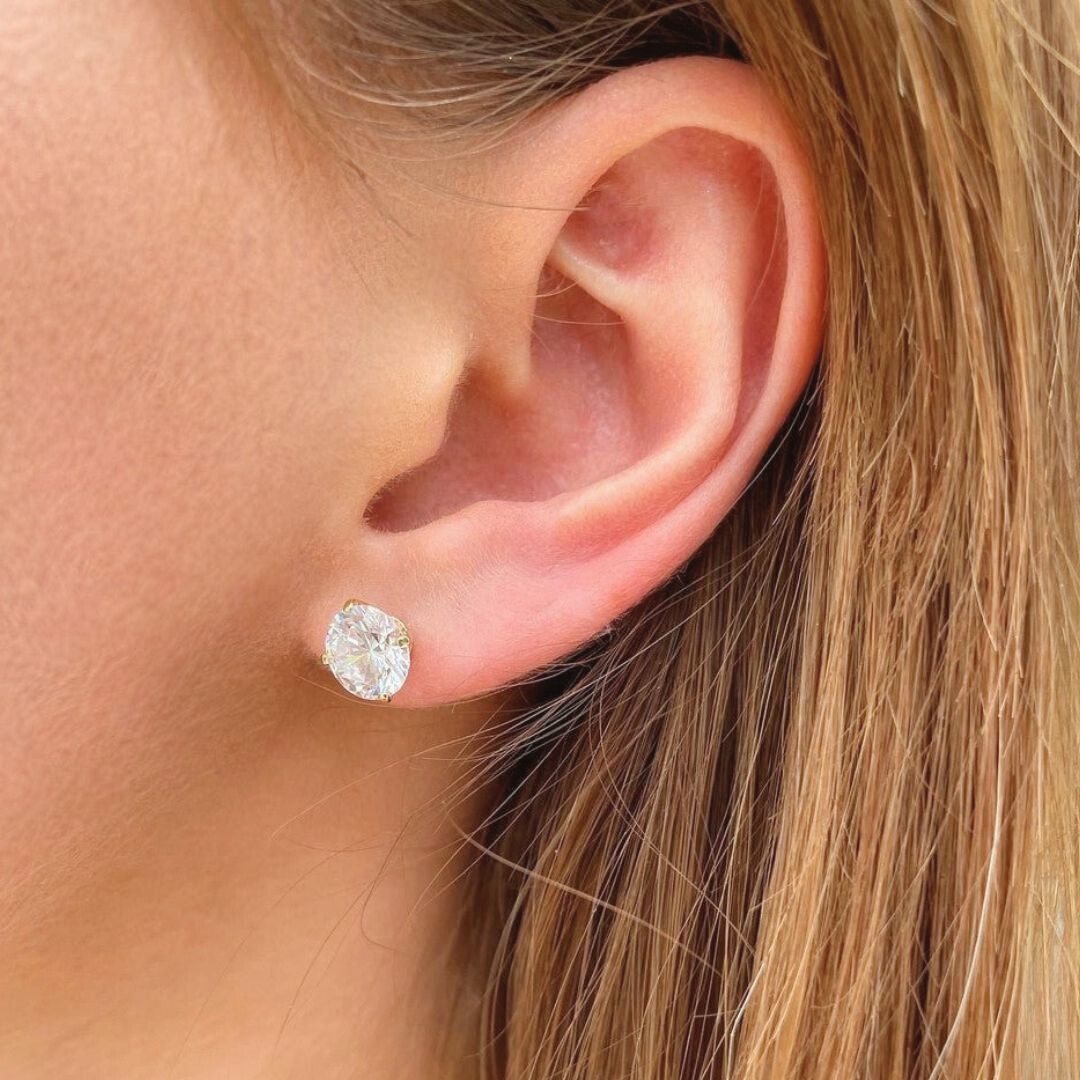 Puces d'oreilles 8 mm plaqué or 18K zirconium Basic & Perfect Bellaime 2