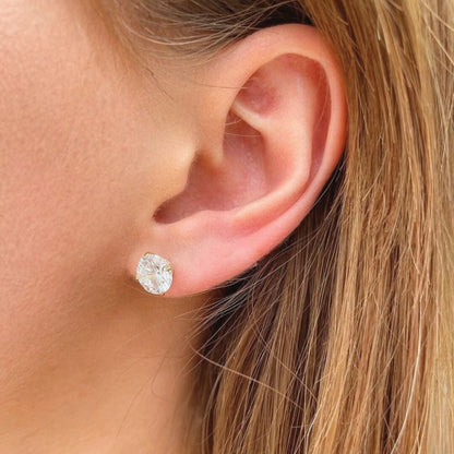 Puces d'oreilles 8 mm plaqué or 18K zirconium Basic & Perfect Bellaime 2