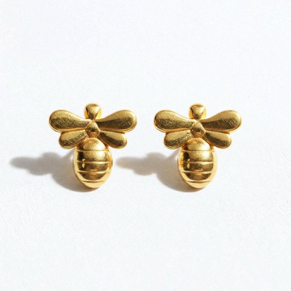 Puces d'oreilles abeille plaqué or Bee Bellaime