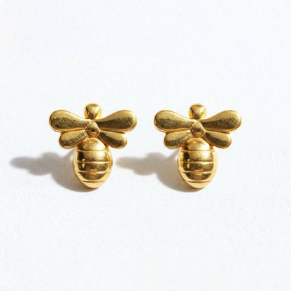 Puces d'oreilles abeille plaqué or Bee Bellaime