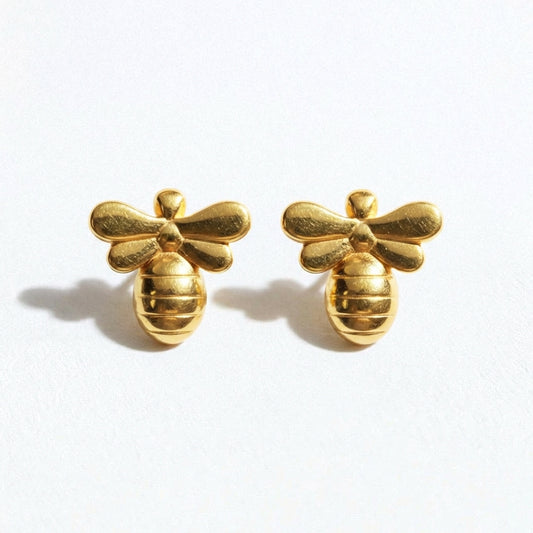 Puces d'oreilles abeille plaqué or Bee Bellaime