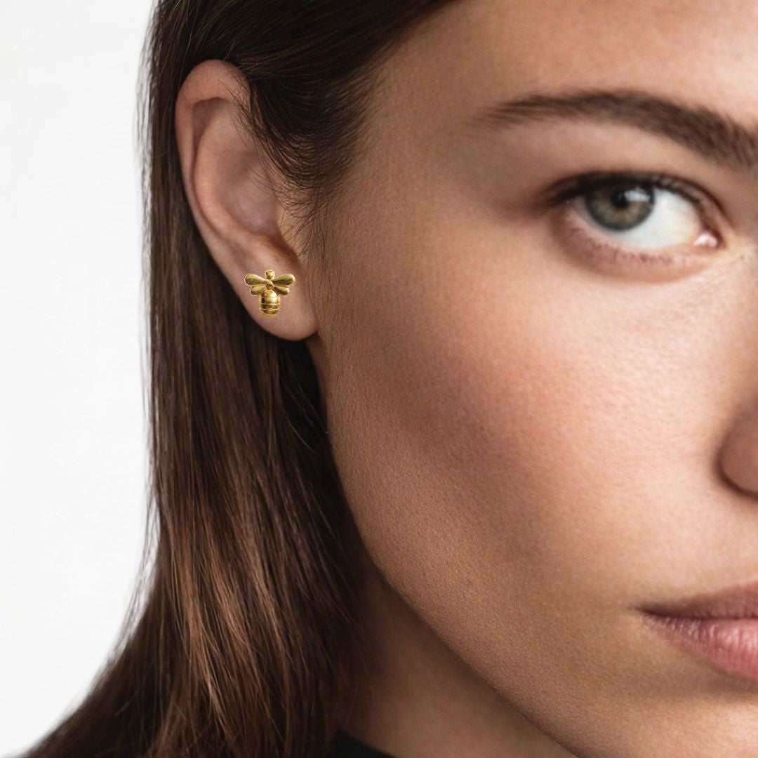 Puces d'oreilles abeille plaqué or Bee Bellaime 3
