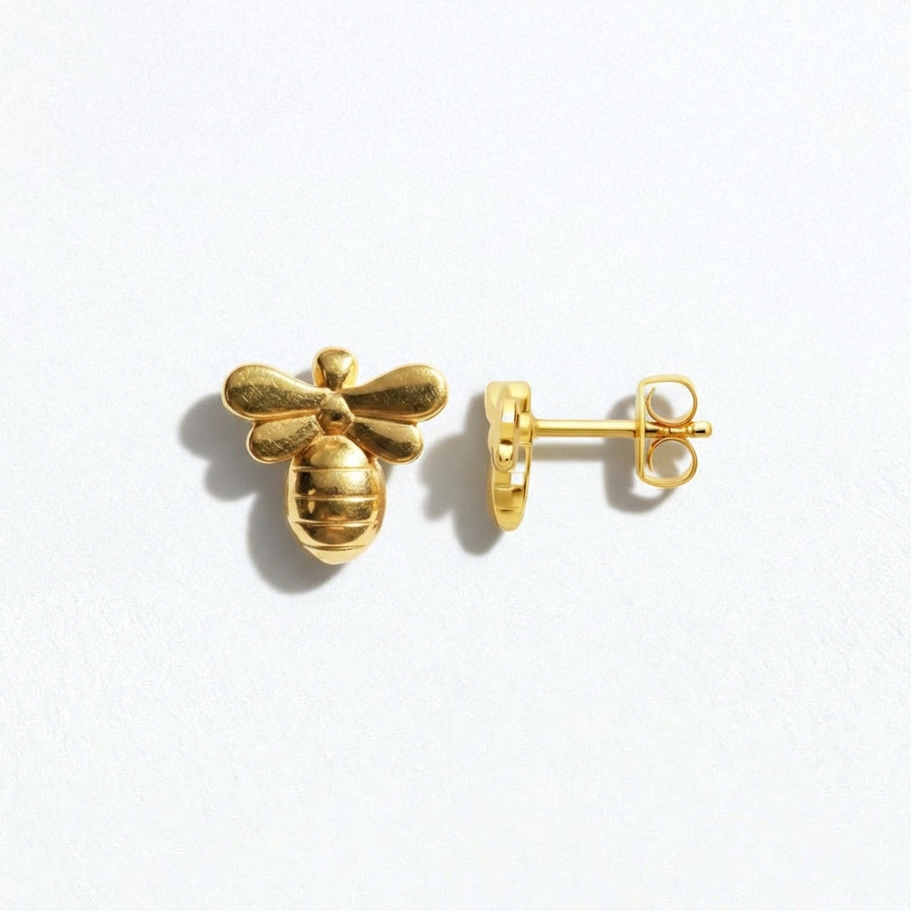 Puces d'oreilles abeille plaqué or Bee Bellaime 4