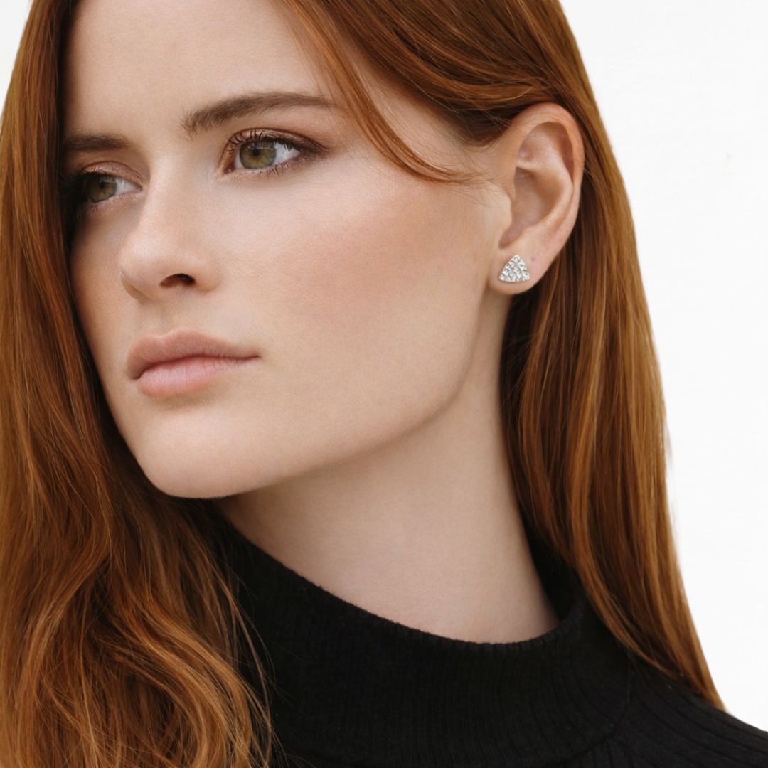 Puce d'oreille argent 925 zirconium Duplicity Bellaime 2