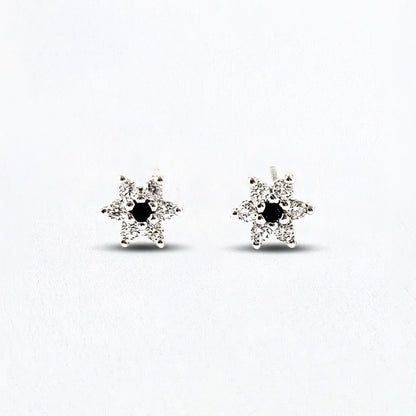 Puce d'oreille argent 925 zirconium Edelweiss Bellaime