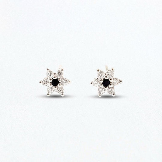 Puce d'oreille argent 925 zirconium Edelweiss Bellaime
