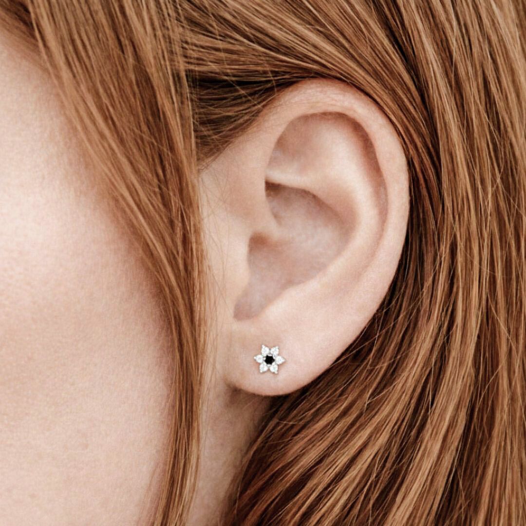 Puce d'oreille argent 925 zirconium Edelweiss Bellaime 3