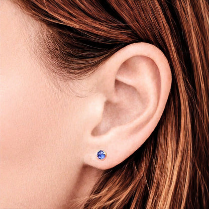 Puce d'oreille bleu plaqué or 18K zirconium Blue Mania Bellaime 2