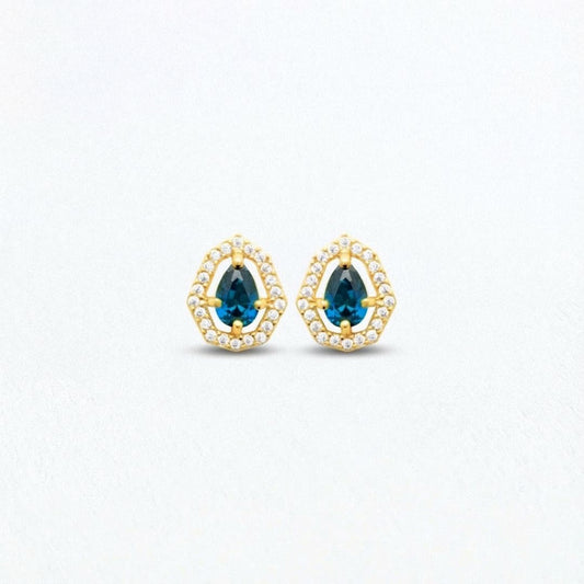 Puce d'oreille bleu plaqué or 18K zirconium Gita Bellaime