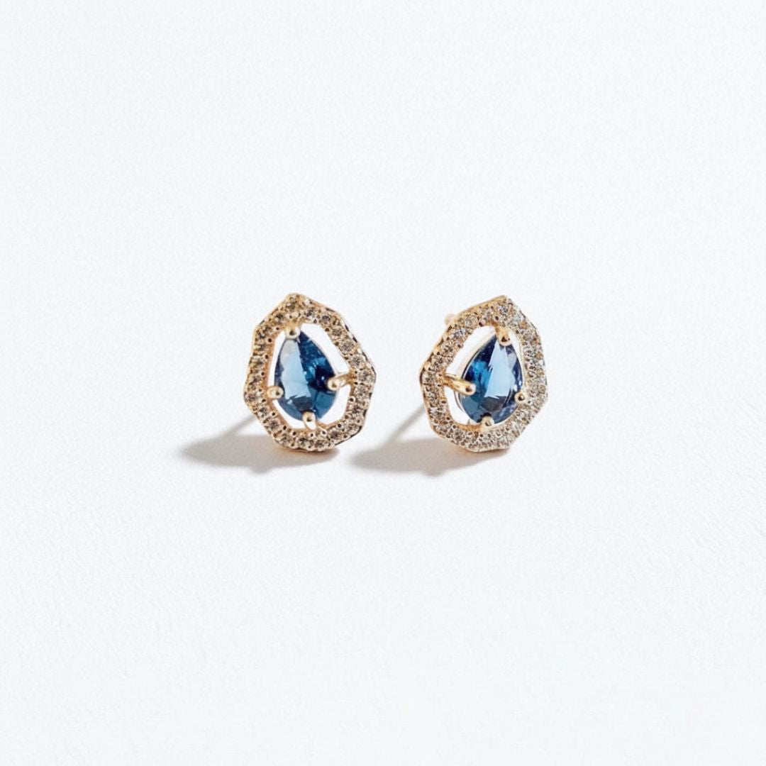 Puce d'oreille bleu plaqué or 18K zirconium Gita Bellaime 5