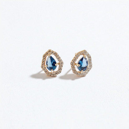 Puce d'oreille bleu plaqué or 18K zirconium Gita Bellaime 5