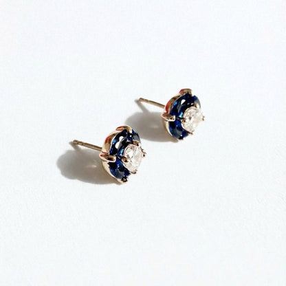 Boucle d'oreille bleu puce plaqué or 18K zirconium Pacifica Bellaime 5