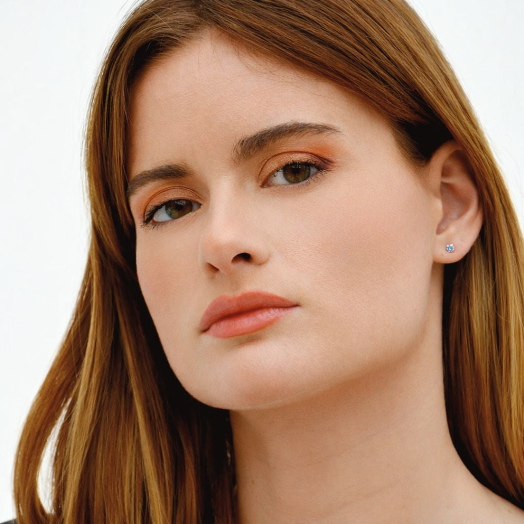 Boucle d'oreille bleu puce argent 925 cristal Love It Bellaime 2