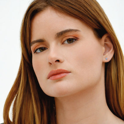 Boucle d'oreille bleu puce argent 925 cristal Love It Bellaime 2