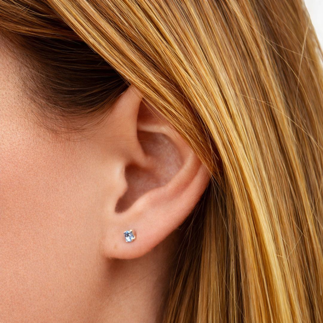 Boucle d'oreille bleu puce argent 925 cristal Love It Bellaime 4