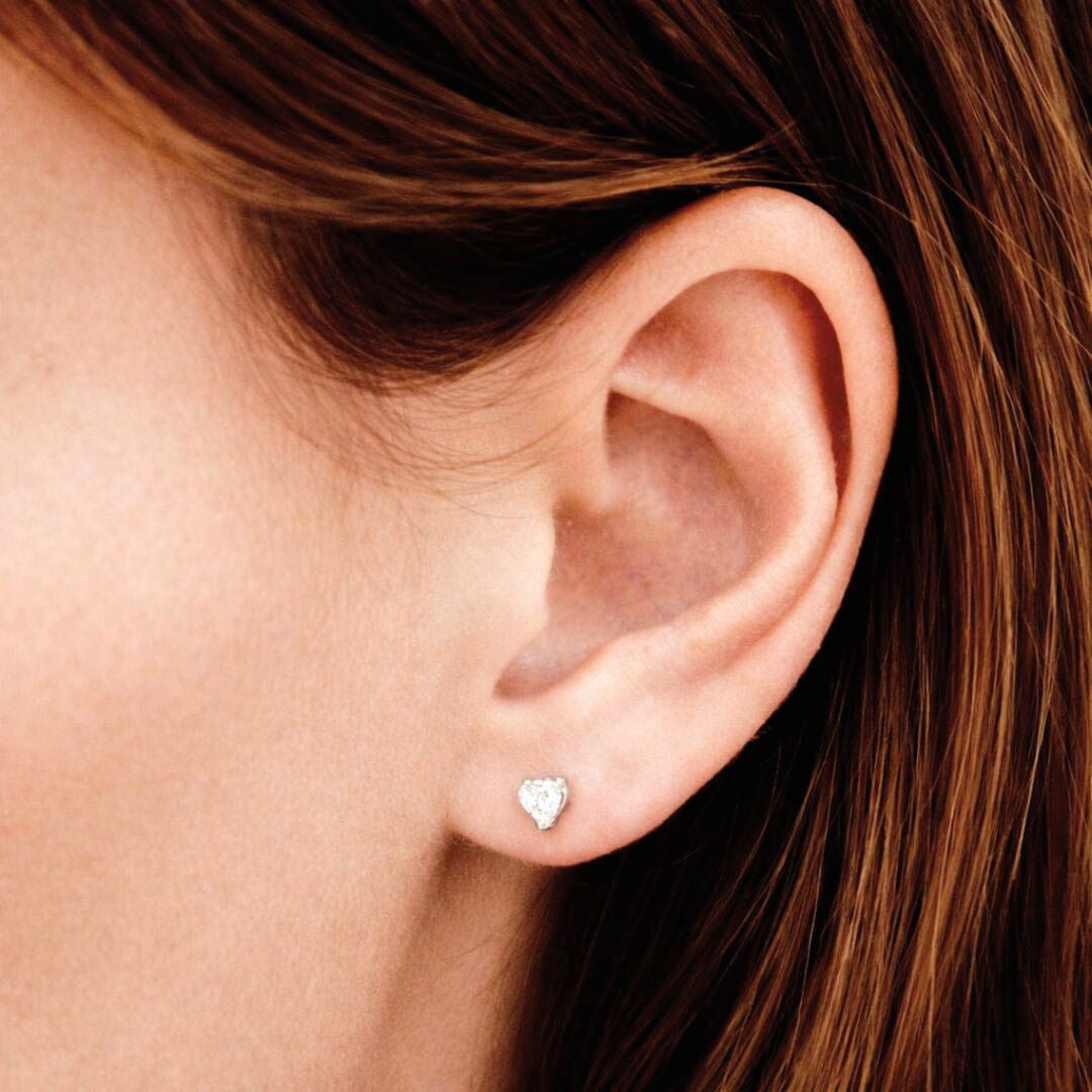 Puce d'oreille coeur argent 925 zirconium Heart of Glass Bellaime 2