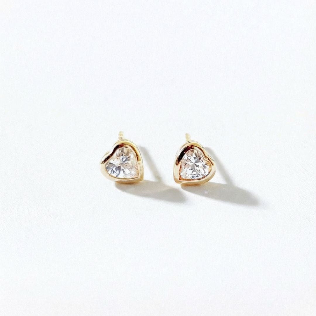 Boucle d'oreille coeur puce plaqué or 18K zirconium Romance Bellaime