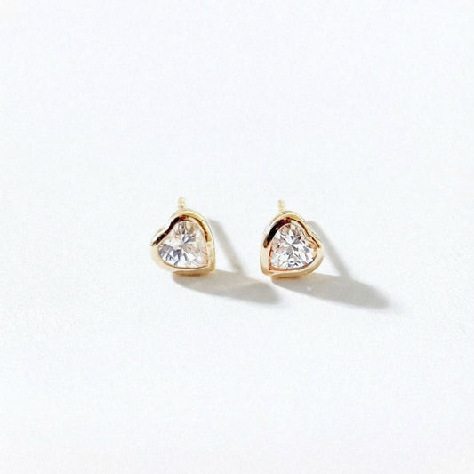 Boucle d'oreille coeur puce plaqué or 18K zirconium Romance Bellaime