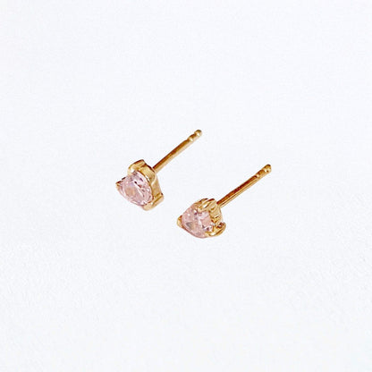 Puces d'oreilles  coeur rose plaqué or 18K Heart of Glass Bellaime 3