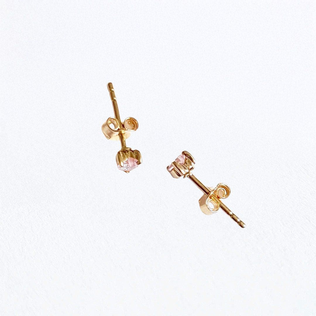 Puces d'oreilles  coeur rose plaqué or 18K Heart of Glass Bellaime 4