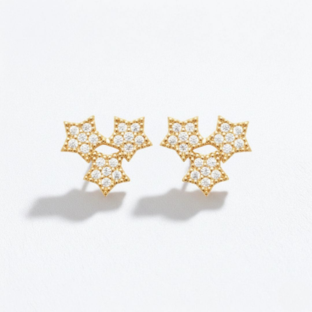 Puces d'oreilles etoile plaqué or 18K zirconium The Magic Bellaime