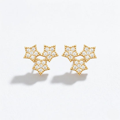 Puces d'oreilles etoile plaqué or 18K zirconium The Magic Bellaime