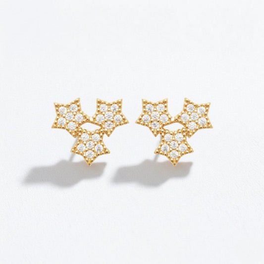 Puces d'oreilles etoile plaqué or 18K zirconium The Magic Bellaime
