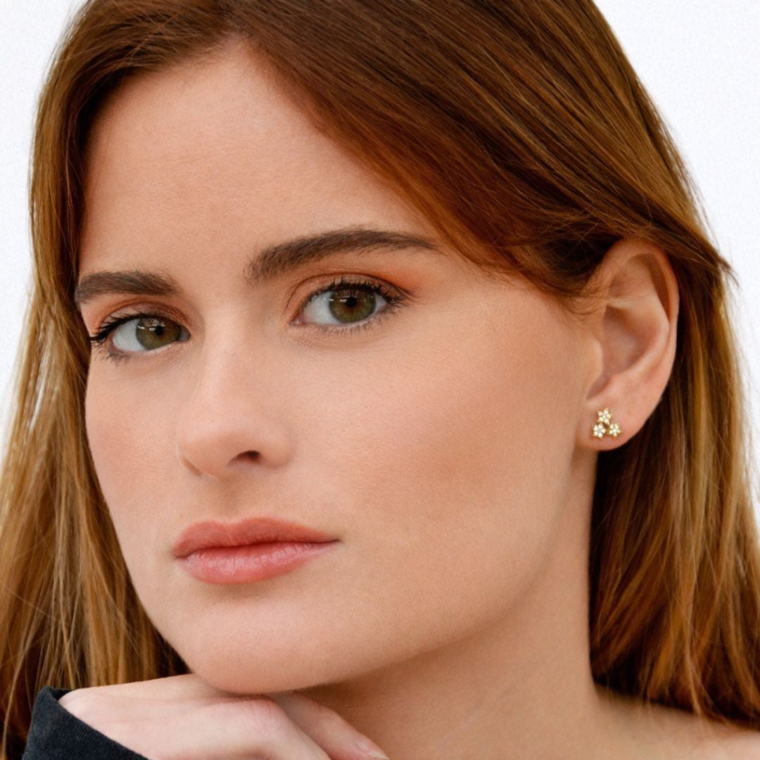 Puces d'oreilles etoile plaqué or 18K zirconium The Magic Bellaime 3