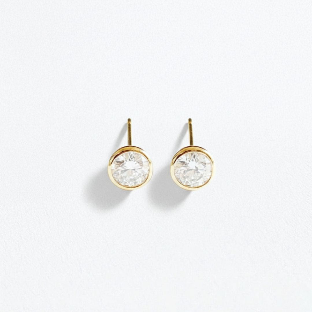 Puces d'oreilles plaqué or 18K zirconium Joy Bellaime