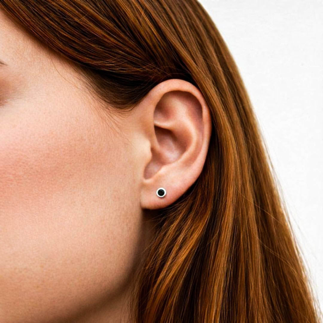 Boucle d'oreille noir femme argent 925 Black Mania Bellaime 2