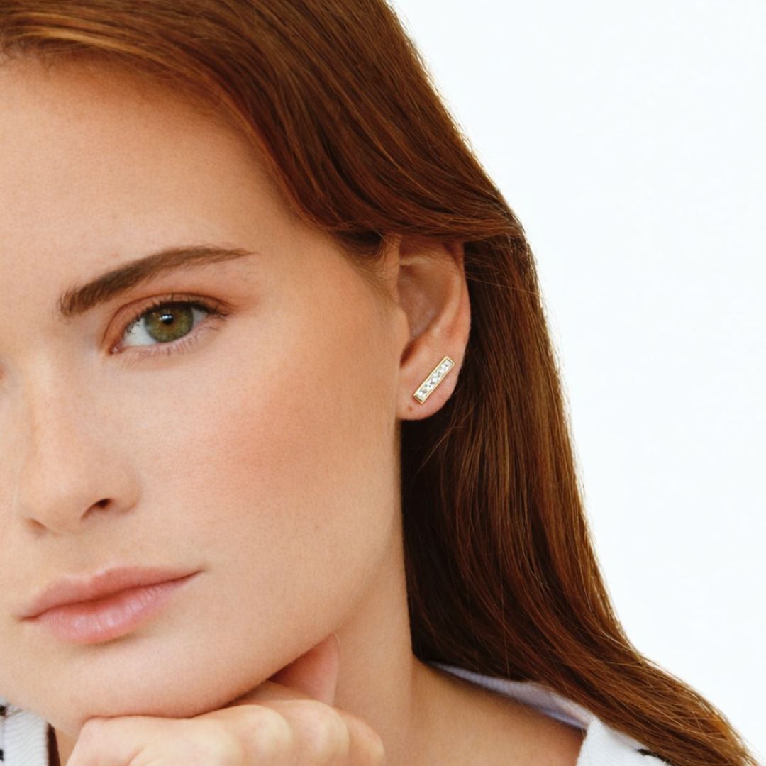 Puces d'oreilles plaqué or 18K cristal Vegas Bellaime 2