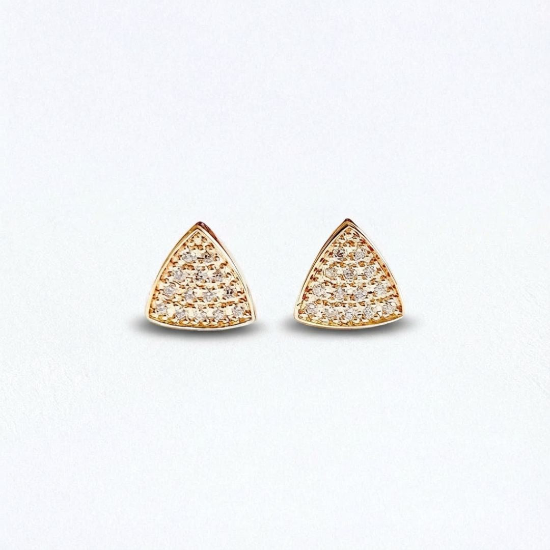 Puces d'oreilles plaqué or 18K zirconium Duplicity Bellaime
