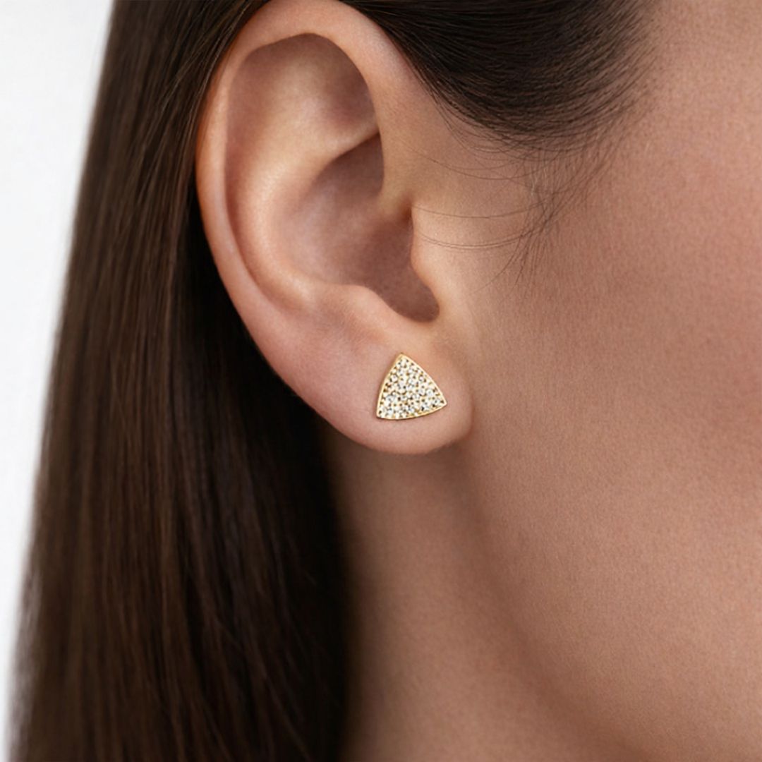 Puces d'oreilles plaqué or 18K zirconium Duplicity Bellaime 2