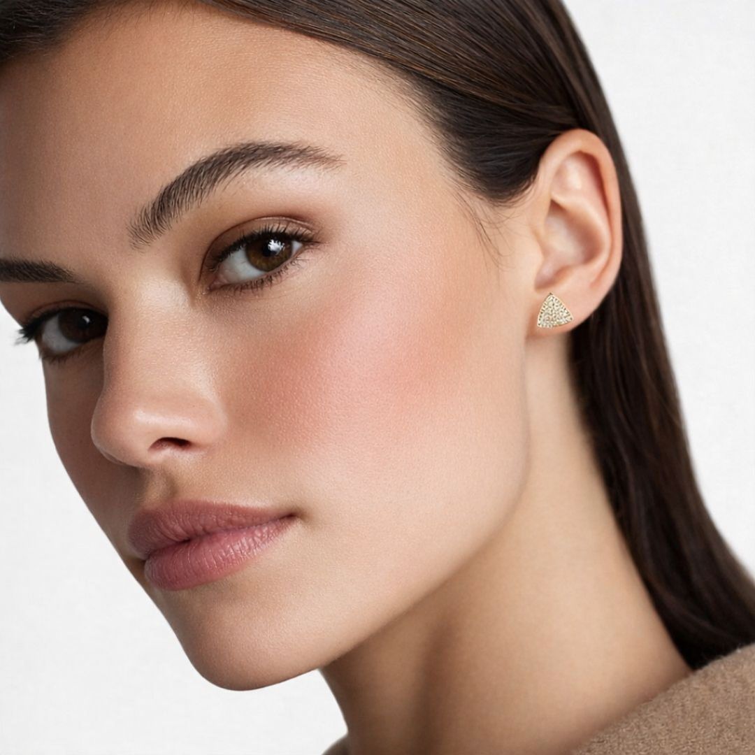 Puces d'oreilles plaqué or 18K zirconium Duplicity Bellaime 3