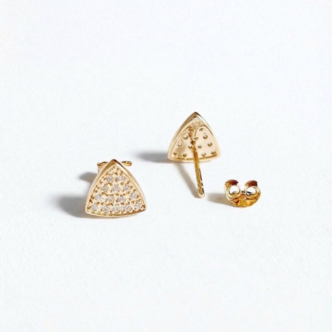 Puces d'oreilles plaqué or 18K zirconium Duplicity Bellaime 5