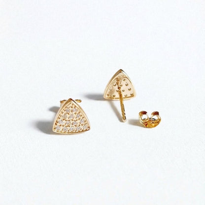 Puces d'oreilles plaqué or 18K zirconium Duplicity Bellaime 5