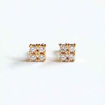 Puces d'oreilles plaqué or 18K zirconium Harmony Bellaime
